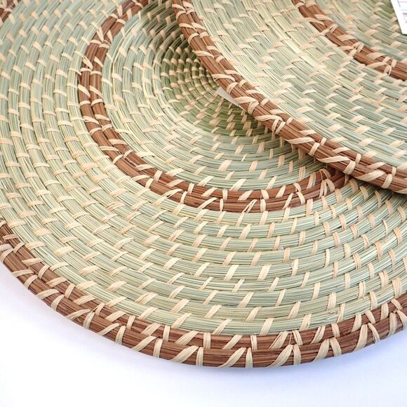 Handmade Fair Trade Set Of 3 Natural Woven Placemats 14” Diameter - Picture 4 of 5